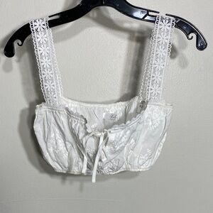 Elegant White Embroidered Bralette